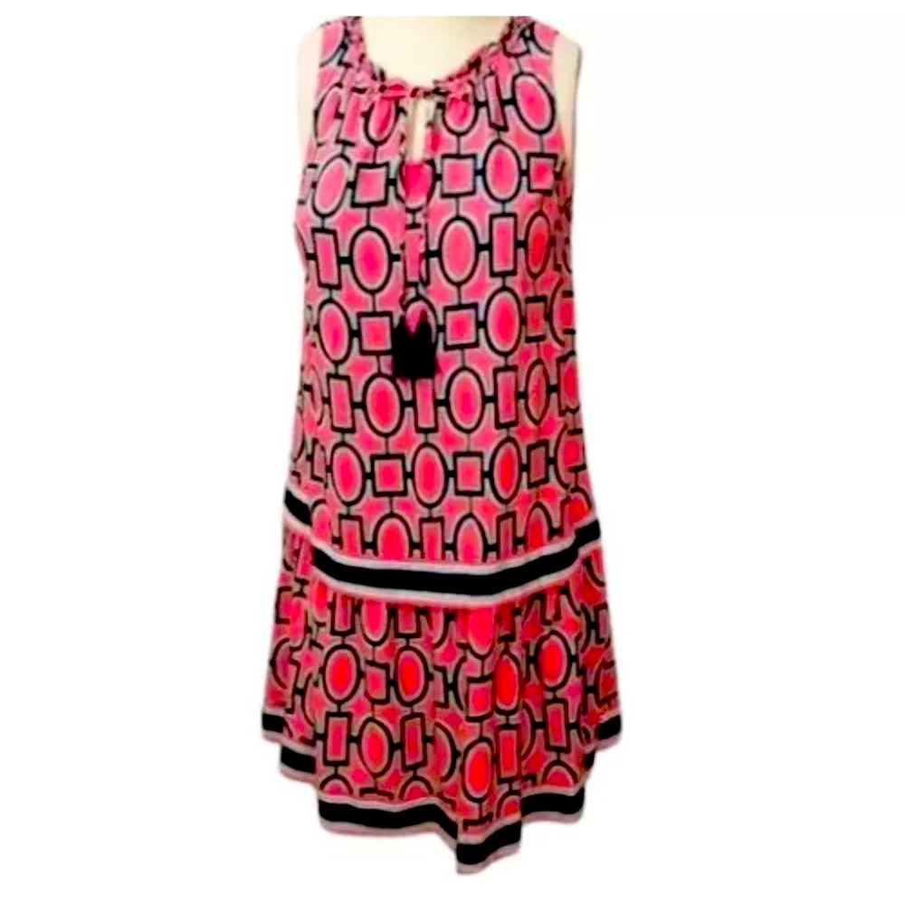 Crown & Ivy Pink and Blue Sleeveless Scoop Neck Sheath Dress